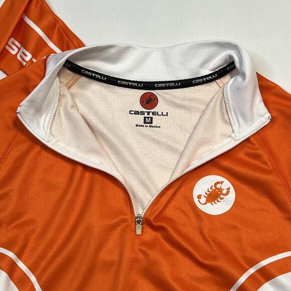 Castelli Cycling Jersey Long Sleeve Medium Orange White Polyester Road Bike Top - Picture 3 of 9